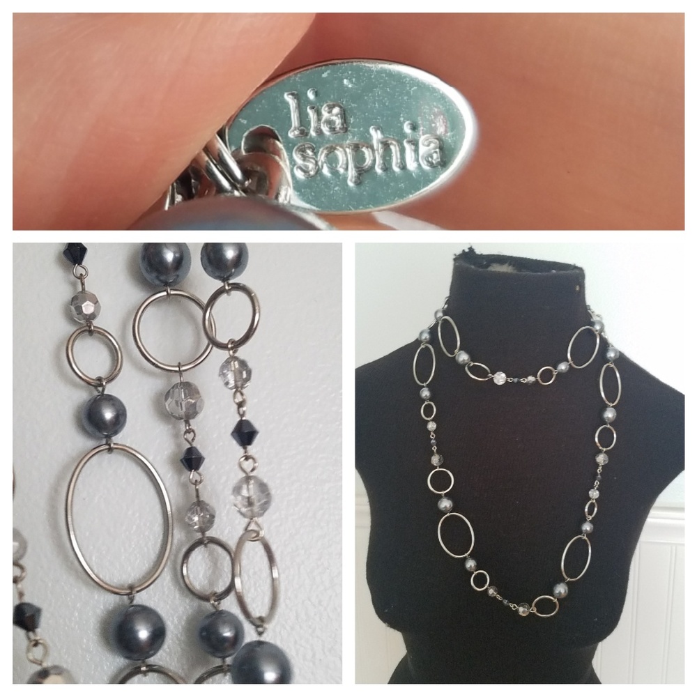 Lia Sophia Beaded & Silver Long Drape Necklace